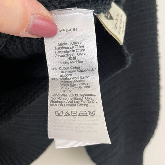 Madewell Ruffle Neck Pullover Black Wool Blend Sweater Size XS - Picture 4 of 6